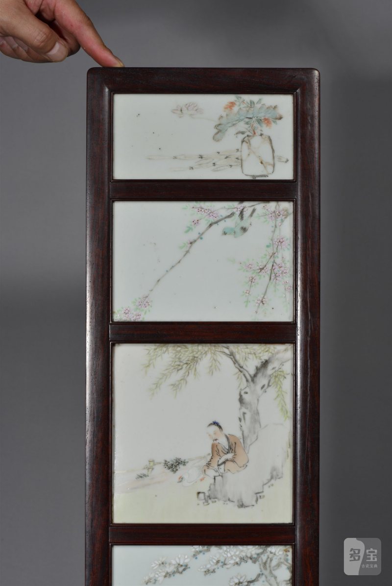 清光绪 任焕章浅绛彩山水人物花鸟八条屏 - 图16